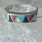 Navajo ring turquoise onyx coral mop band size 6.2 sterling silver women