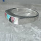Navajo ring turquoise onyx coral mop band size 6.2 sterling silver women