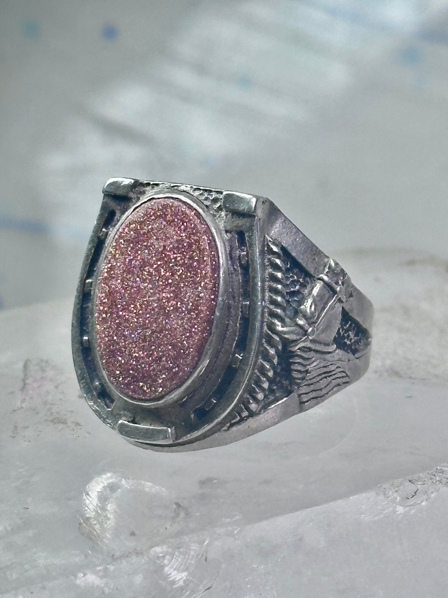 Horseshoe  Ring horse western good luck band size 9cowgirl cowboy sterling silver women men