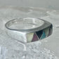 Navajo ring turquoise onyx coral mop band size 6.2 sterling silver women