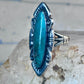 Vintage Long Turquoise Ring Navajo size 7.75 sterling silver women girls