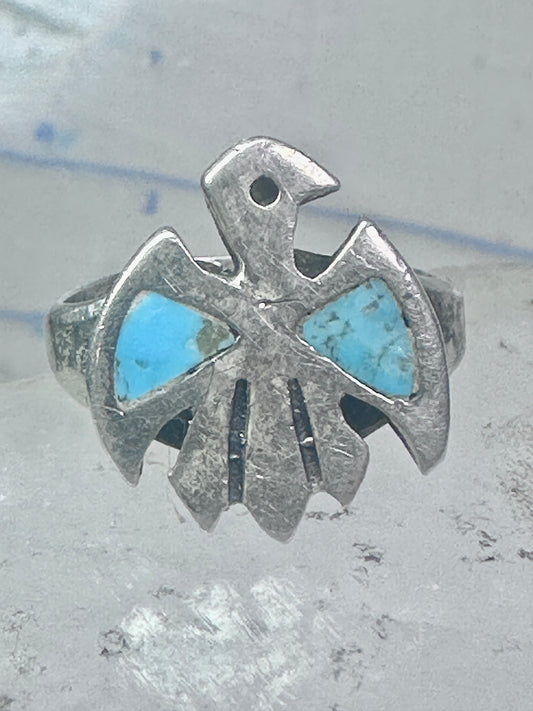 Phoenix Ring Thunderbird turquoise band size 5 figurative sterling silver women girls