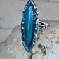 Vintage Long Turquoise Ring Navajo size 7.75 sterling silver women girls
