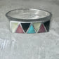 Navajo ring turquoise onyx coral mop band size 6.2 sterling silver women