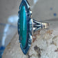 Vintage Long Turquoise Ring Navajo size 7.75 sterling silver women girls
