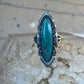 Vintage Long Turquoise Ring Navajo size 7.75 sterling silver women girls