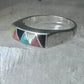 Navajo ring turquoise onyx coral mop band size 6.2 sterling silver women