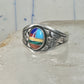 Phoenix ring Turquoise band malachite coral southwest size 8.7 sterling silver women boys