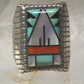 Zuni ring turquoise coral onyx MOP size 8.75 sterling silver women men