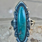 Vintage Long Turquoise Ring Navajo size 7.75 sterling silver women girls