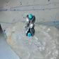 Navajo ring turquoise leaves size 5.5 sterling silver women signed M