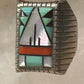 Zuni ring turquoise coral onyx MOP size 8.75 sterling silver women men