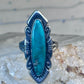Vintage Long Turquoise Ring Navajo size 7.75 sterling silver women girls