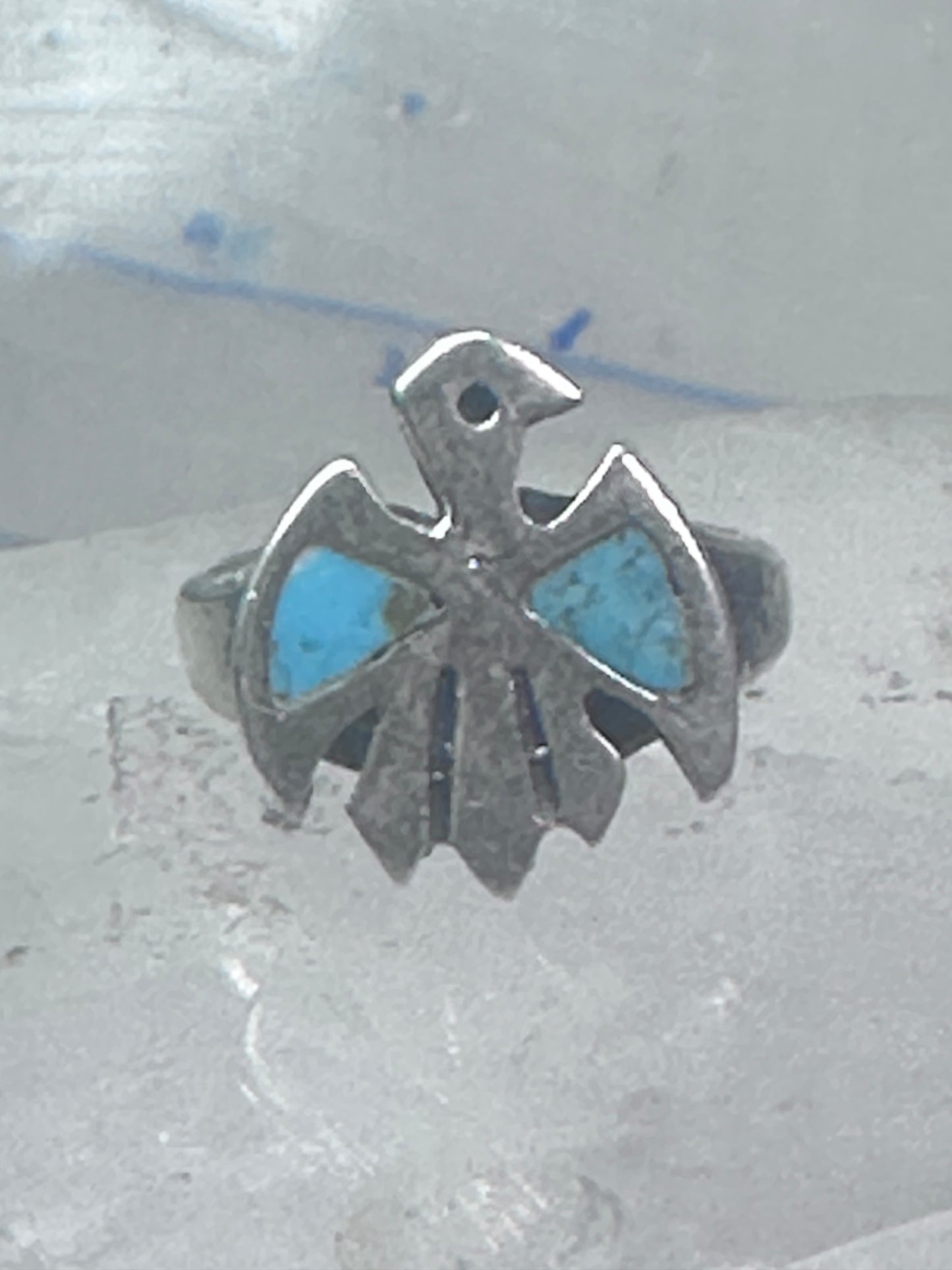 Phoenix Ring Thunderbird turquoise band size 5 figurative sterling silver women girls