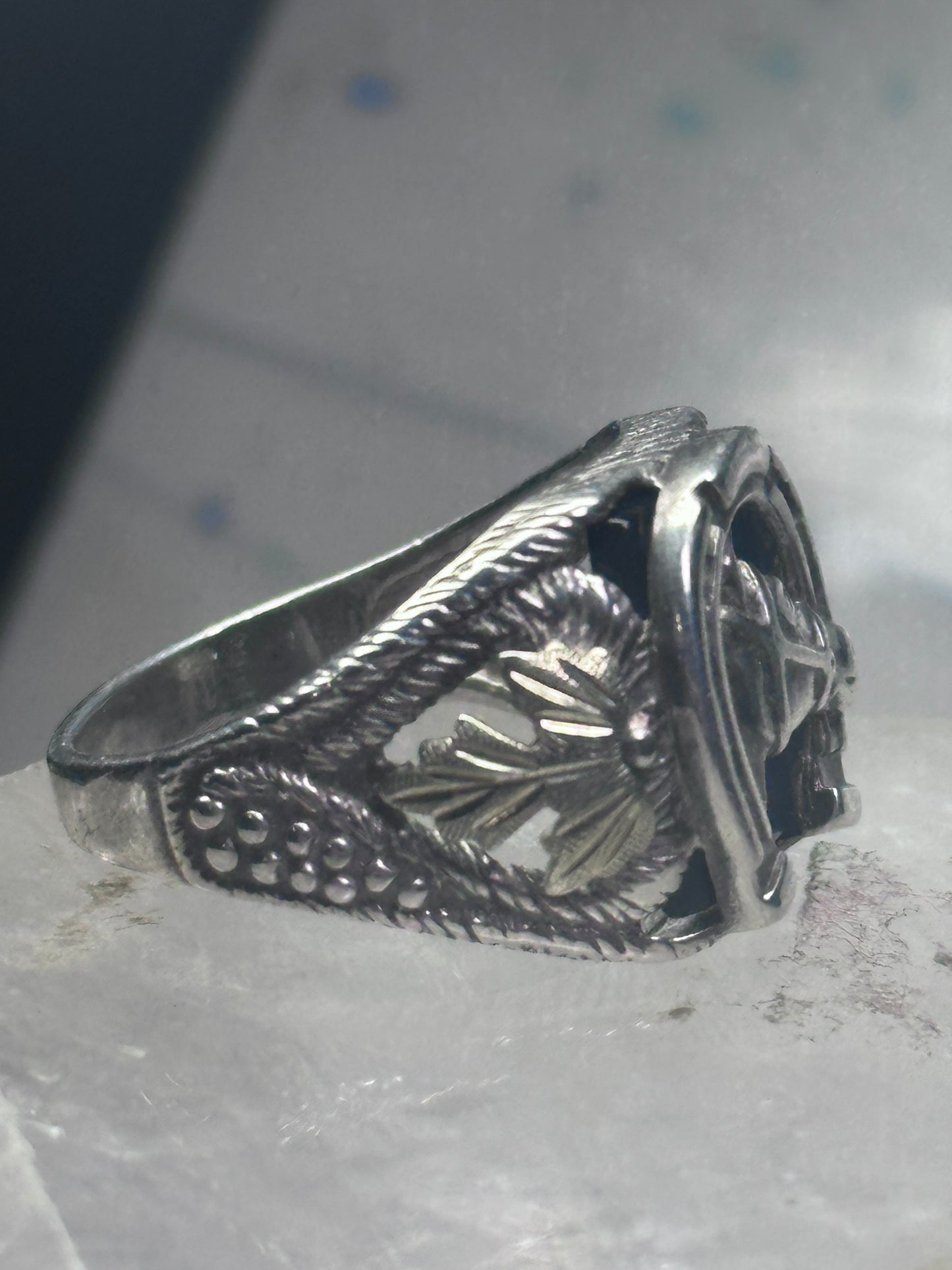 Black Hills Gold Ring horse horseshoe good luck onyx band size 10 cowboy sterling silver women men