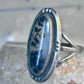 Vintage Long Agate Ring Navajo size 8.25 sterling silver women girls