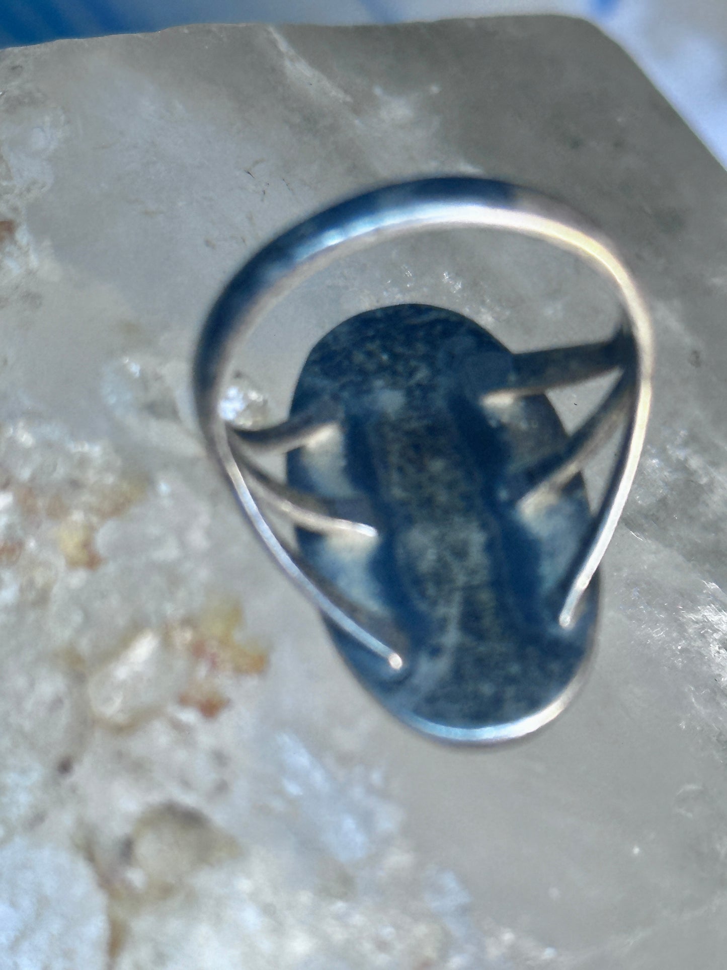 Vintage Long Agate Ring Navajo size 8.25 sterling silver women girls