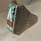 Zuni ring turquoise coral onyx MOP size 8.75 sterling silver women men