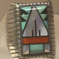 Zuni ring turquoise coral onyx MOP size 8.75 sterling silver women men