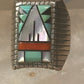 Zuni ring turquoise coral onyx MOP size 8.75 sterling silver women men