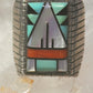 Zuni ring turquoise coral onyx MOP size 8.75 sterling silver women men