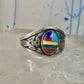 Phoenix ring Turquoise band malachite coral southwest size 8.7 sterling silver women boys