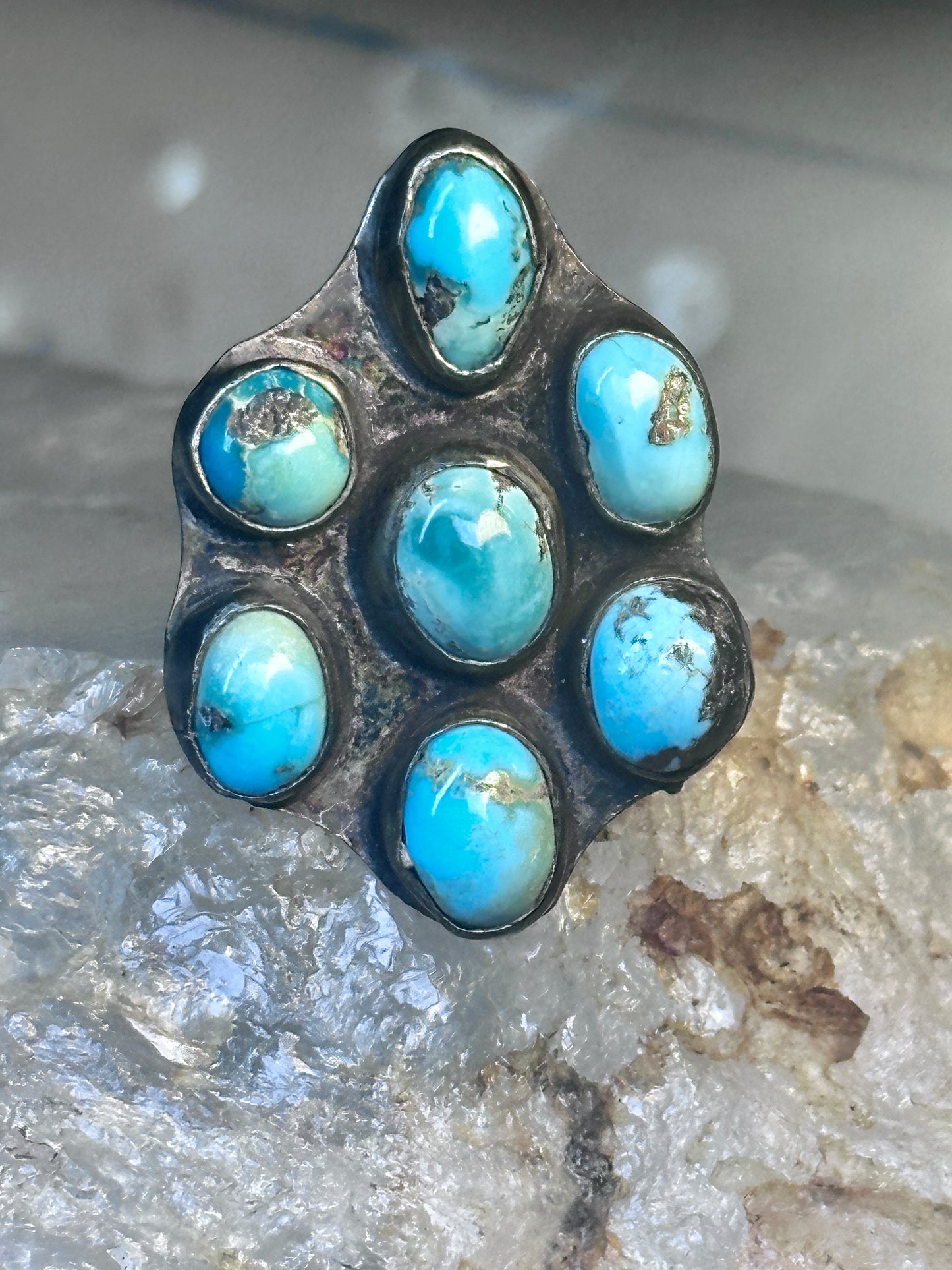 Zuni Ring Turquoise Flower size 6.5 sterling silver women&nbsp;