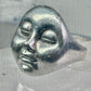 Face Ring moon face handmade artisan band size 8 figurative sterling silver women men