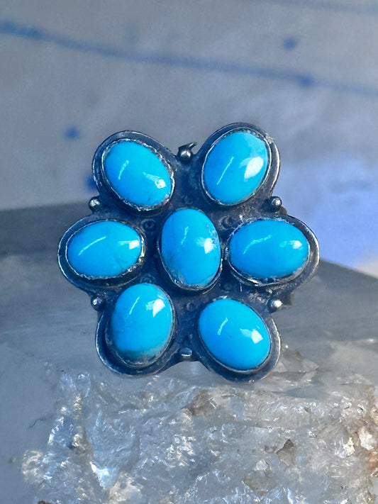 Zuni Ring Turquoise Flower size 8.25 sterling silver women&nbsp;