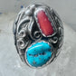 Navajo ring turquoise coral band size 10.75 sterling silver women men