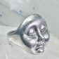 Face Ring moon face handmade artisan band size 8 figurative sterling silver women men