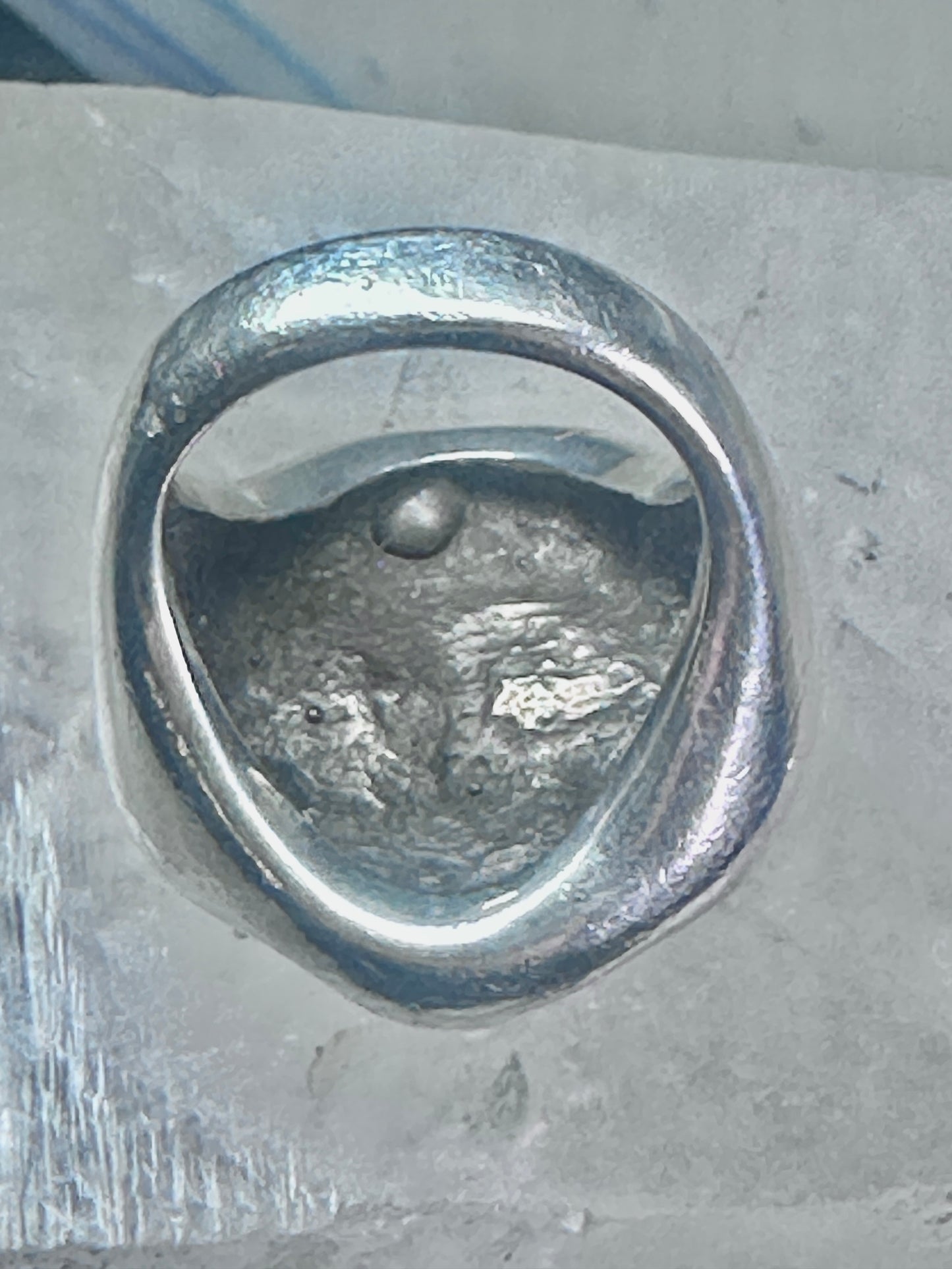 Face Ring moon face handmade artisan band size 8 figurative sterling silver women men