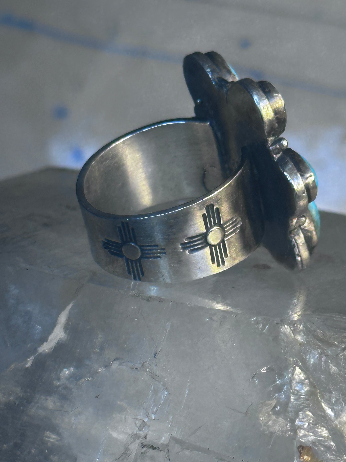 Zuni Ring Turquoise Flower size 8.25 sterling silver women&nbsp;