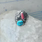 Navajo ring turquoise coral band size 10.75 sterling silver women men