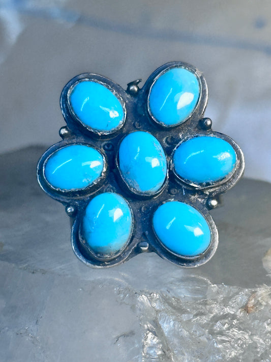 Zuni Ring Turquoise Flower size 8.25 sterling silver women&nbsp;