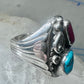 Navajo ring turquoise coral band size 10.75 sterling silver women men