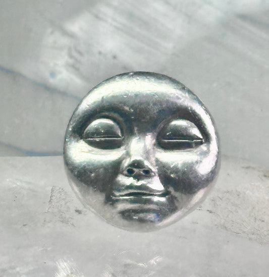 Face Ring moon face handmade artisan band size 8 figurative sterling silver women men