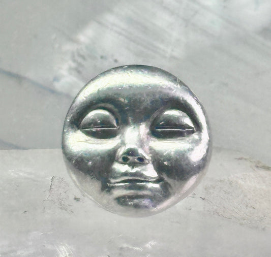 Face Ring moon face handmade artisan band size 8 figurative sterling silver women men