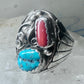 Navajo ring turquoise coral band size 10.75 sterling silver women men