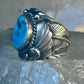 Navajo Ring Turquoise leaves size 10 sterling silver women men