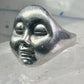 Face Ring moon face handmade artisan band size 8 figurative sterling silver women men