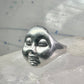 Face Ring moon face handmade artisan band size 8 figurative sterling silver women men