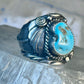 Navajo Ring Turquoise leaves size 10 sterling silver women men