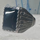 Onyx ring Navajo size 8.75 sterling silver women men signed DL