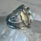 Navajo Ring Turquoise leaves size 10 sterling silver women men