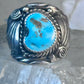 Navajo Ring Turquoise leaves size 10 sterling silver women men