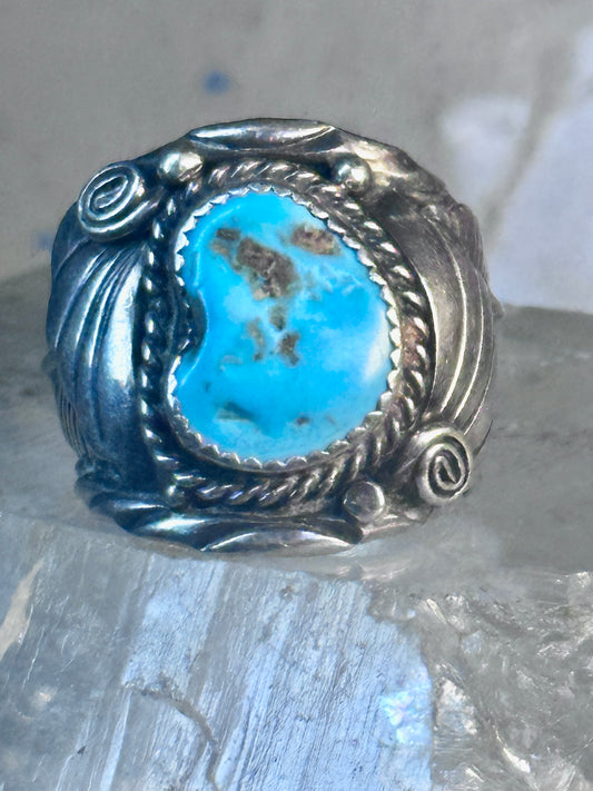 Navajo Ring Turquoise leaves size 10 sterling silver women men