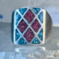 Navajo Ring Turquoise Coral chips size 10 sterling silver women men