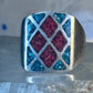 Navajo Ring Turquoise Coral chips size 10 sterling silver women men