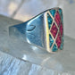 Navajo Ring Turquoise Coral chips size 10 sterling silver women men